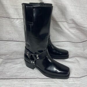 Steve Madden Women’s 7.5 M Rhoda Black Leather Moto Boots